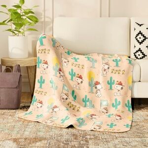 Peanuts Snoopy Woodstock Camping Scout & Cactuses Plush Blanket 60x90 new